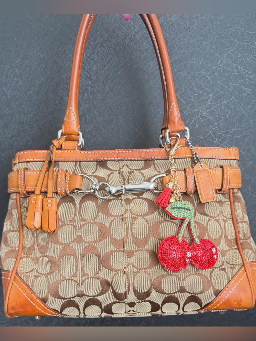 Vintage Coach Hamptons signature jacquard satchel
